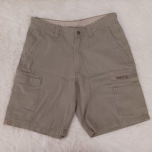 Columbia Mens Cargo Shorts Size 32 Zipper Pocket Snap Closure Khaki Outdoor